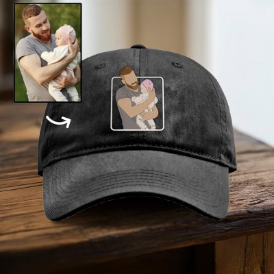 Personalised Photo Embroidered Dad Cap For Men New Dad Father's Day Birthday Gift