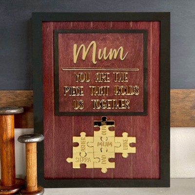 Personalised Mum Puzzle Sign Unique Wood Sign For Mother's Day Gift