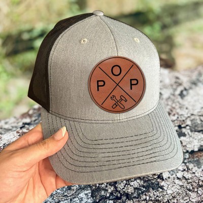 Custom POP Leather Patch Cap For Dad Grandpa Father's Day Birthday Gift