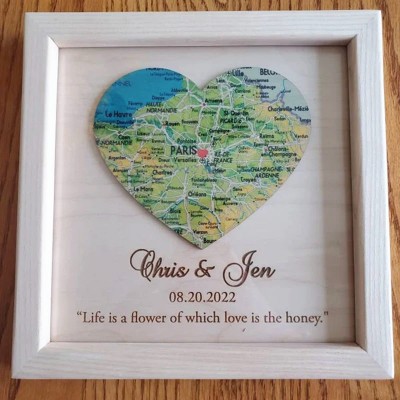 Custom Adventure Travel Map Wooden Frame Love Story Decor Unique Gift For Couple Valentine's Day Anniversary