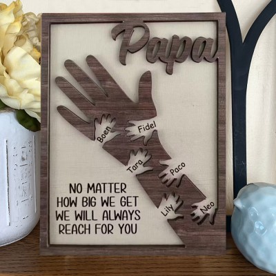 Personalised Father's Day Gift Best Dad Ever Hands Down Engraved Wood Sign