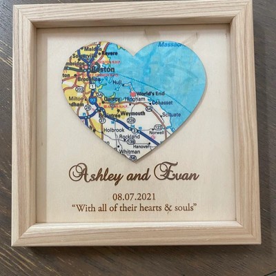 Custom Adventure Travel Map Wooden Frame Love Story Decor Unique Gift For Couple Valentine's Day Anniversary
