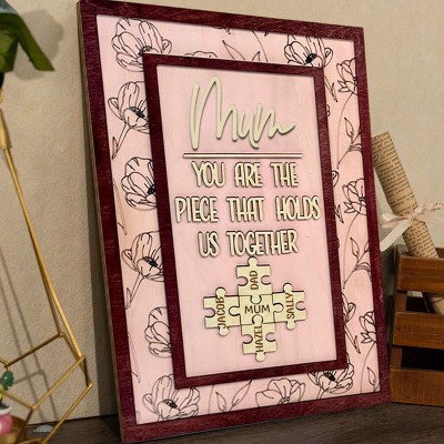 Personalised Mum Puzzle Sign Unique Wood Sign For Mother's Day Gift