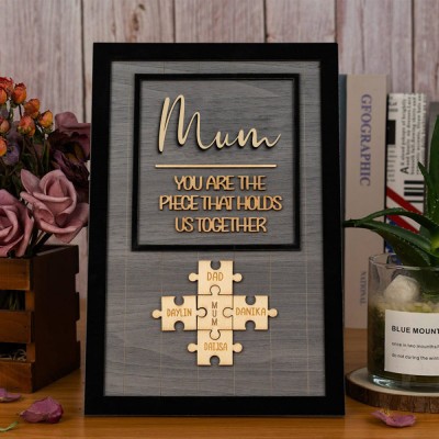 Personalised Mum Puzzle Sign Unique Wood Sign For Mother's Day Gift