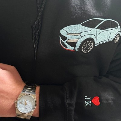 Custom Embroidered Car Photo Hoodie For Dad Men Car Lover Gift