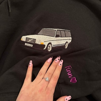 Custom Embroidered Car Photo Sweatshirt For Dad Men Car Lover Gift
