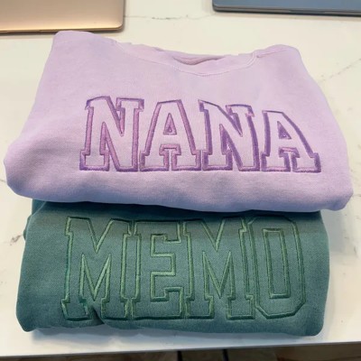 Custom Embroidered NANA Sweatshirt with Kids Names on Sleeve For New Mum Grandma Mother's Day Gift