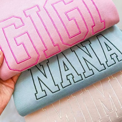 Custom Embroidered NANA Sweatshirt with Kids Names on Sleeve For New Mum Grandma Mother's Day Gift
