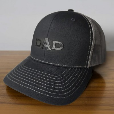 Custom Dad Leather Patch Trucker Hat For Him Father's Day Birthday Gift