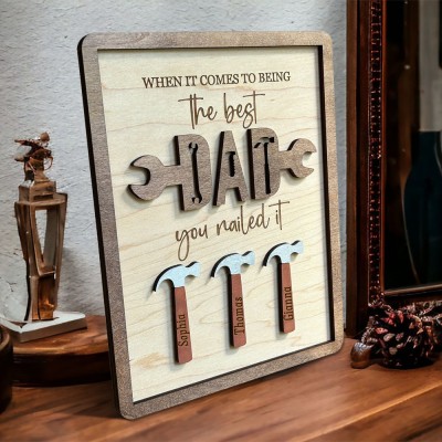 Personalised Father's Day Gift Dad's Workshop Decor Best Dad Sign You Nailed It