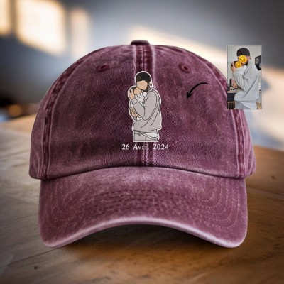Personalised Photo Embroidered Dad Cap For Men New Dad Father's Day Birthday Gift
