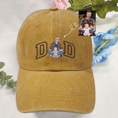 Personalised Portrait Embroidered Dad Cap For Men New Dad Father's Day Birthday Gift