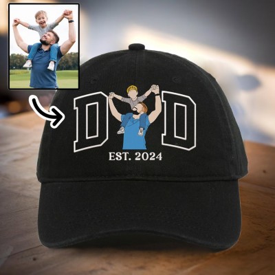 Personalised Photo Embroidered Dad Cap For Men New Dad Father's Day Birthday Gift