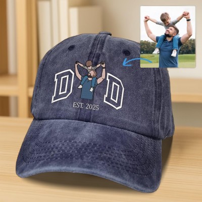 Personalised Photo Embroidered Dad Cap For Men New Dad Father's Day Birthday Gift