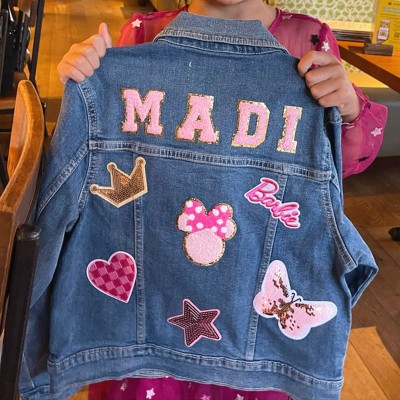 Personalised Letter Patch Jean Jacket With Name For Kids Girls Gift