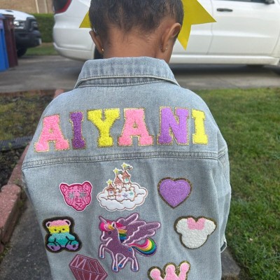 Personalised Letter Patch Jean Jacket With Name For Kids Girls Gift