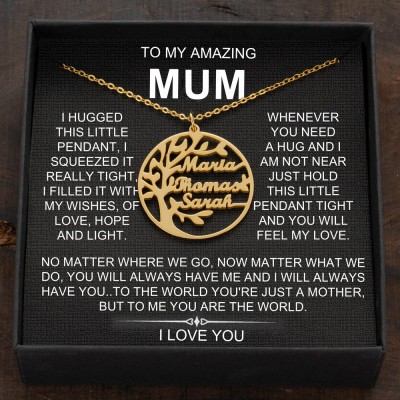 Custom Family Tree Necklaces With Kids Names For Mother's Day Gift Ideas
