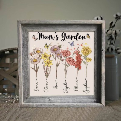 Custom Birth Flower Frame Home Art For Mum Grandma Family Gift Ideas
