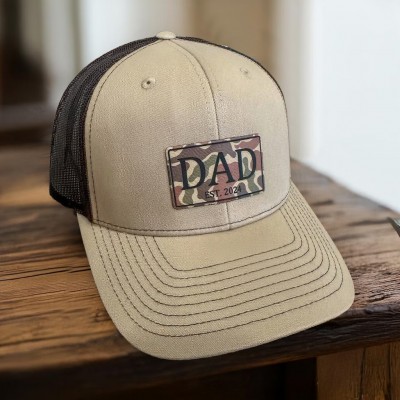 Custom Dad Leather Patch Cap For Men New Dad Father's Day Birthday Gift