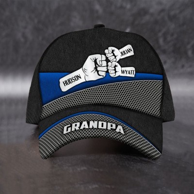 Personalised Fist Bump Cap with Kids Names For Dad Grandpa Father's Day Gift