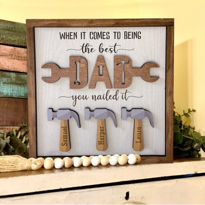 Personalised Father's Day Gift Dad's Workshop Decor Best Dad Sign You Nailed It