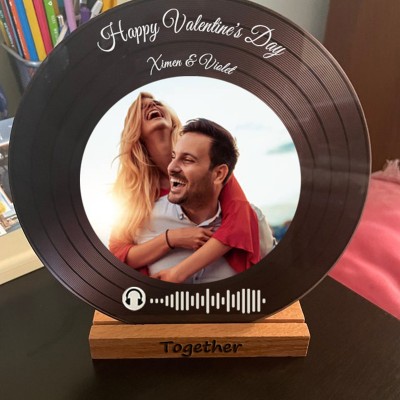 Personalised Vinyl Record with Photo Acrylic Song Plaque Anniversary Valentine's Day Gift For Girlfriend Boyfriend