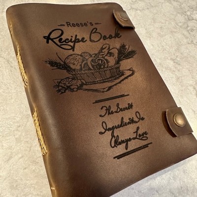 Personalised Leather Recipe Book For Mum Grandma Family Christmas Gift
