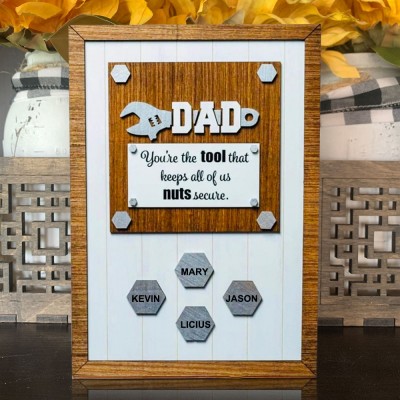 Personalised Dad Engraved Wooden Sign For Father's Day Gift 