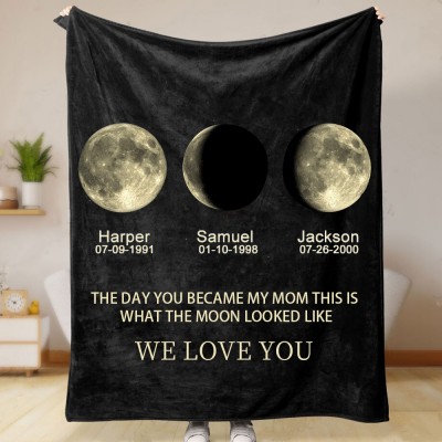 Personalised Family Moon Phase Blanket For Christmas Gift