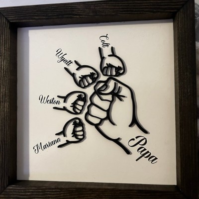Personalised Fist Bump Wooden Sign With Kids Name For Father's Day Gift