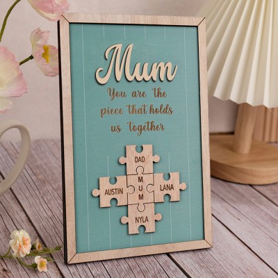 Personalised Mum Puzzle Sign Unique Wood Sign For Mother's Day Gift