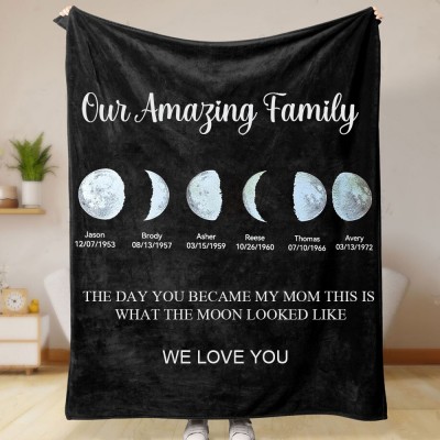 Personalised Family Moon Phase Blanket For Christmas Gift