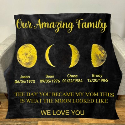Personalised Family Moon Phase Blanket For Christmas Gift