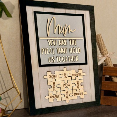 Personalised Mum Puzzle Sign Unique Wood Sign For Mother's Day Gift