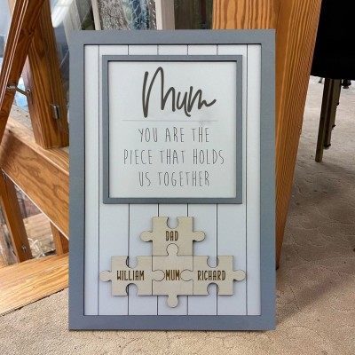Personalised Mum Puzzle Sign Unique Wood Sign For Mother's Day Gift