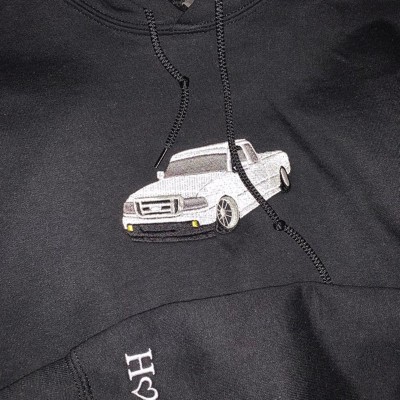 Custom Embroidered Car Photo Hoodie For Dad Men Car Lover Gift