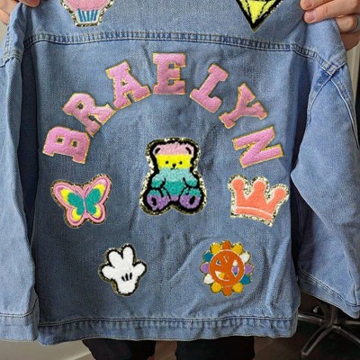 Personalised Letter Patch Jean Jacket With Name For Kids Girls Gift