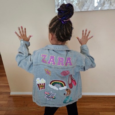 Personalised Letter Patch Jean Jacket With Name For Kids Girls Gift