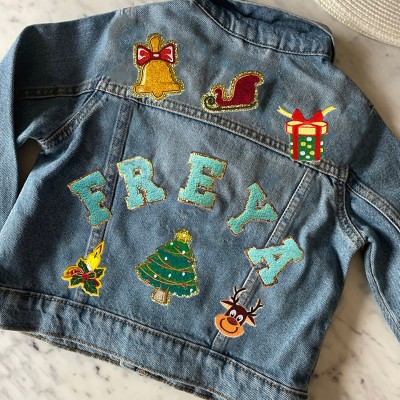 Personalised Letter Patch Jean Jacket With Name For Kids Girls Gift