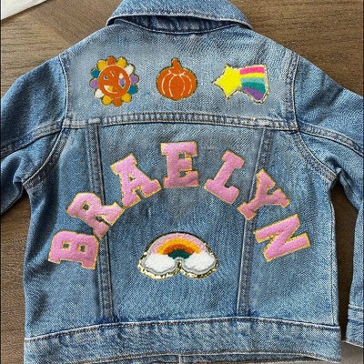 Personalised Letter Patch Jean Jacket With Name For Kids Girls Gift