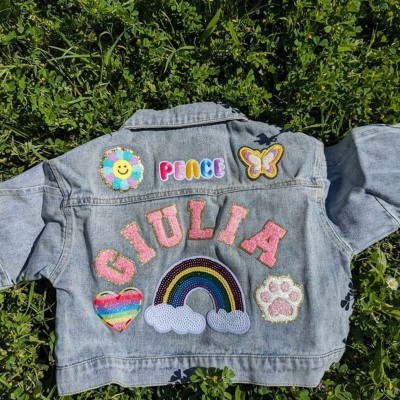 Personalised Letter Patch Jean Jacket With Name For Kids Girls Gift