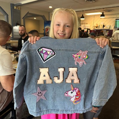 Personalised Letter Patch Jean Jacket With Name For Kids Girls Gift