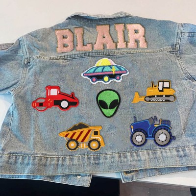 Personalised Letter Patch Jean Jacket With Name For Kids Girls Gift