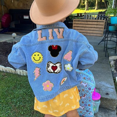 Personalised Letter Patch Jean Jacket With Name For Kids Girls Gift