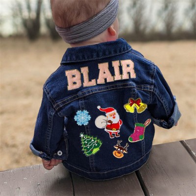Personalised Letter Patch Jean Jacket With Name For Kids Little Girls Boy Gift