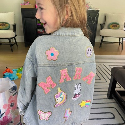 Personalised Letter Patch Jean Jacket With Name For Kids Girls Gift