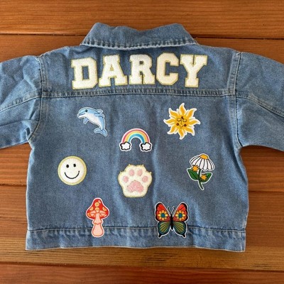Personalised Letter Patch Jean Jacket With Name For Kids Girls Gift
