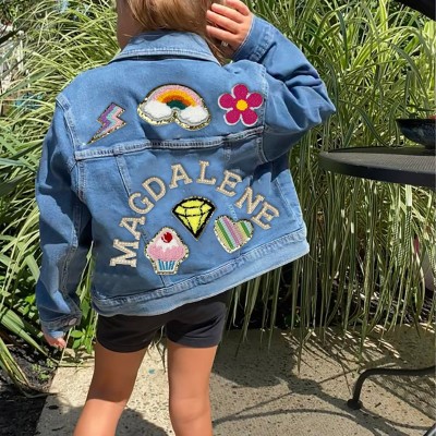 Personalised Letter Patch Jean Jacket With Name For Kids Girls Gift