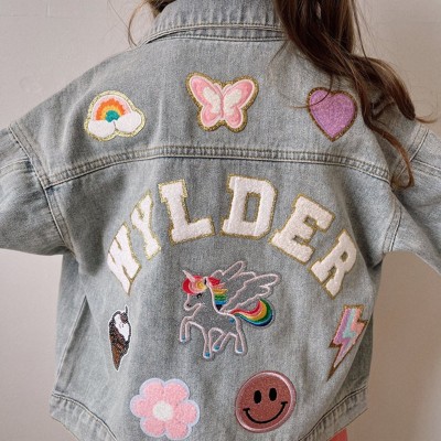 Personalised Letter Patch Jean Jacket With Name For Kids Girls Gift