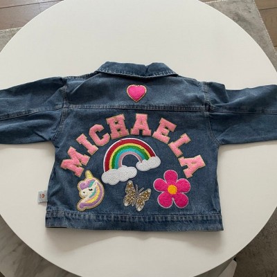 Personalised Letter Patch Jean Jacket With Name For Kids Girls Gift